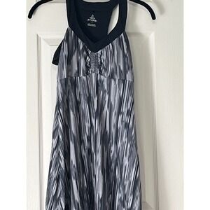 Prana Womens Black White Abstract Ikat Print Racerback Athletic Dress Small